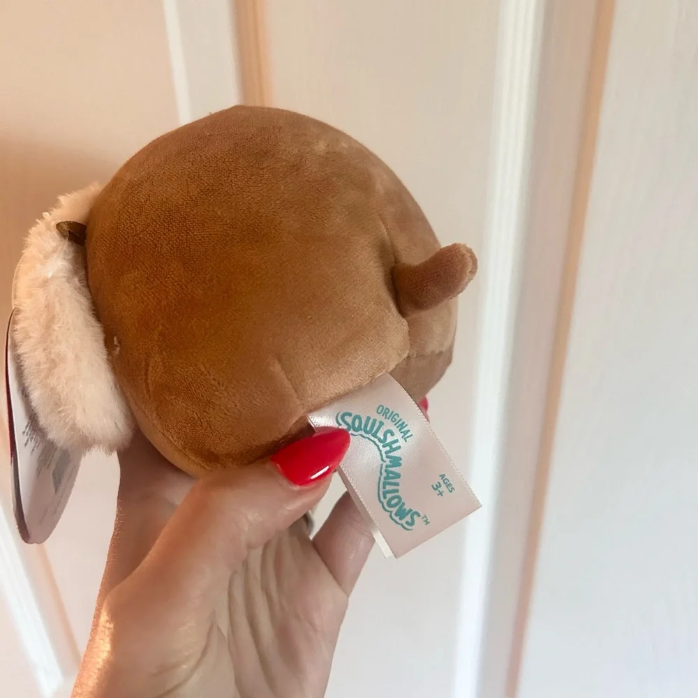 ⭐️ NEW Squishmallows Brown and White Dog with Red Bone